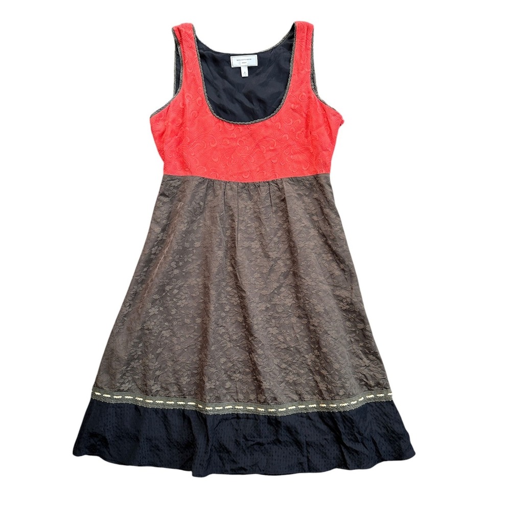 Moulinette Soeurs Anthropologie Dress Wmns 4 Red Taupe Lace Empire Waist